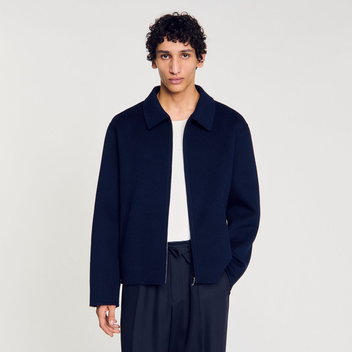 Sandro Double-faced wool jacket Royal Blue