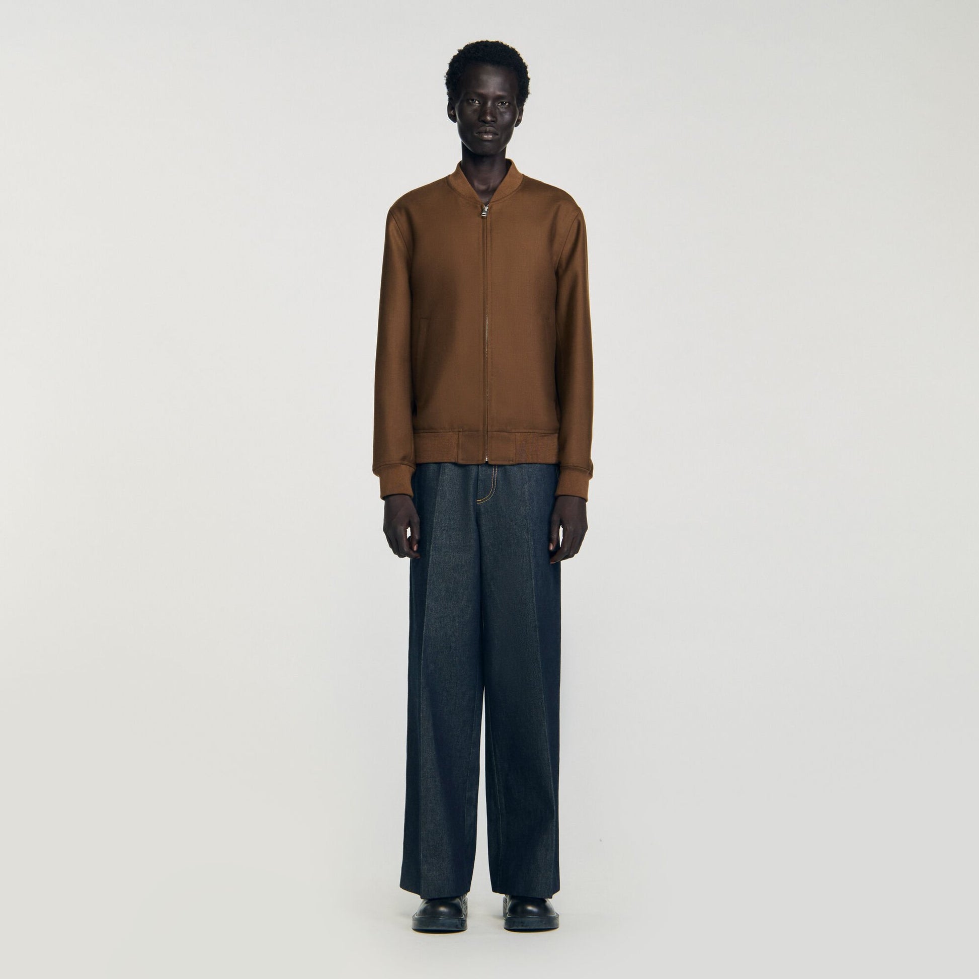 Sandro Zip-up jacket Tobacco Brown