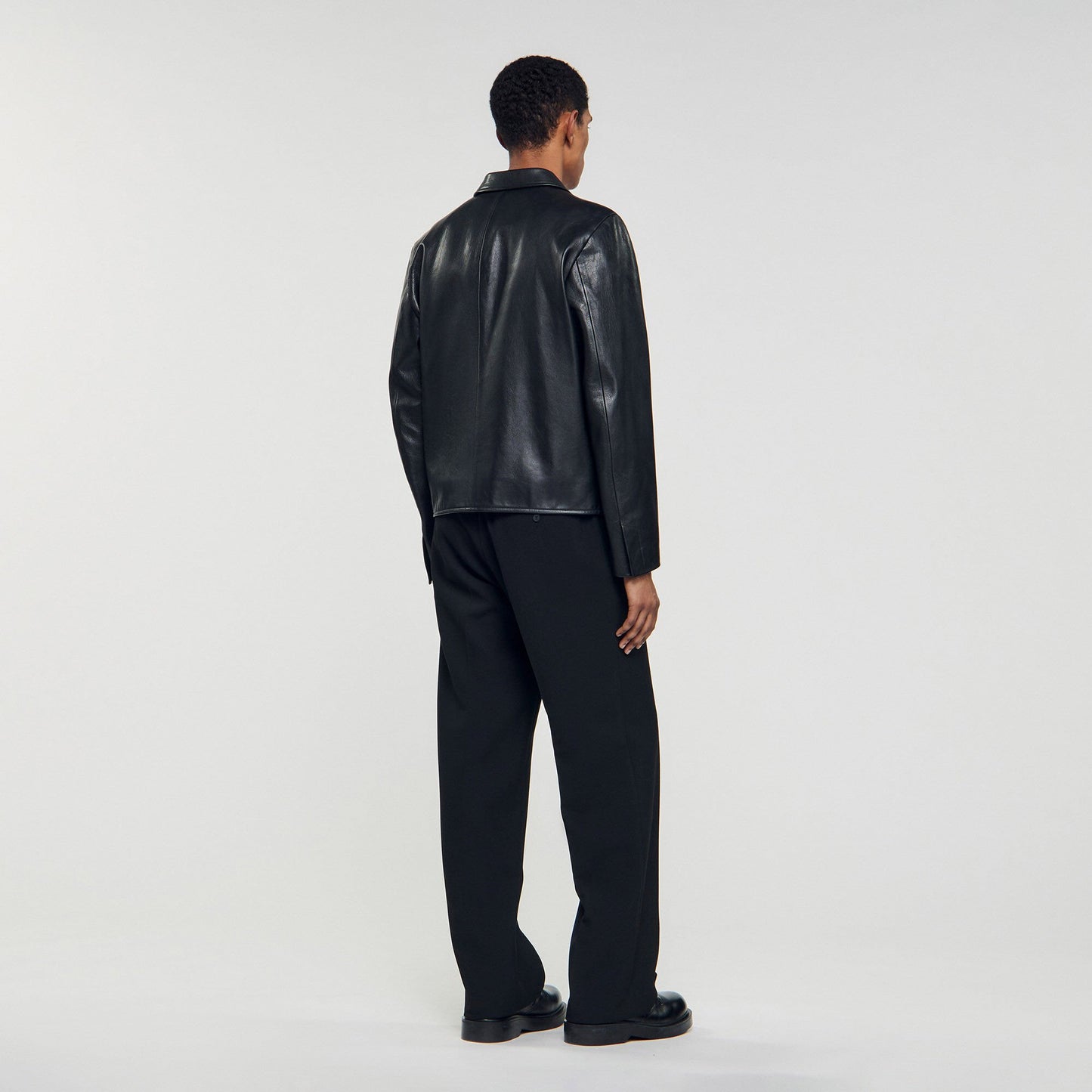 Sandro Zip-up leather jacket Black