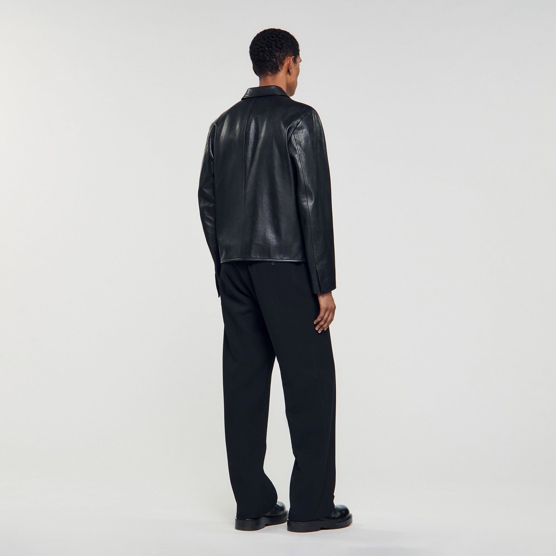 Sandro Zip-up leather jacket Black