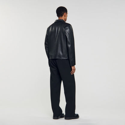 Sandro Zip-up leather jacket Black