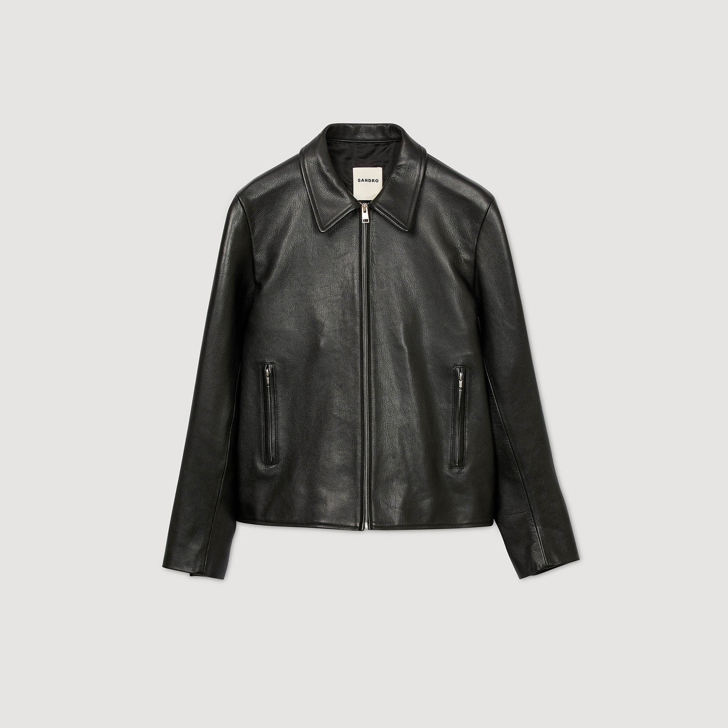 Sandro Zip-up leather jacket Black
