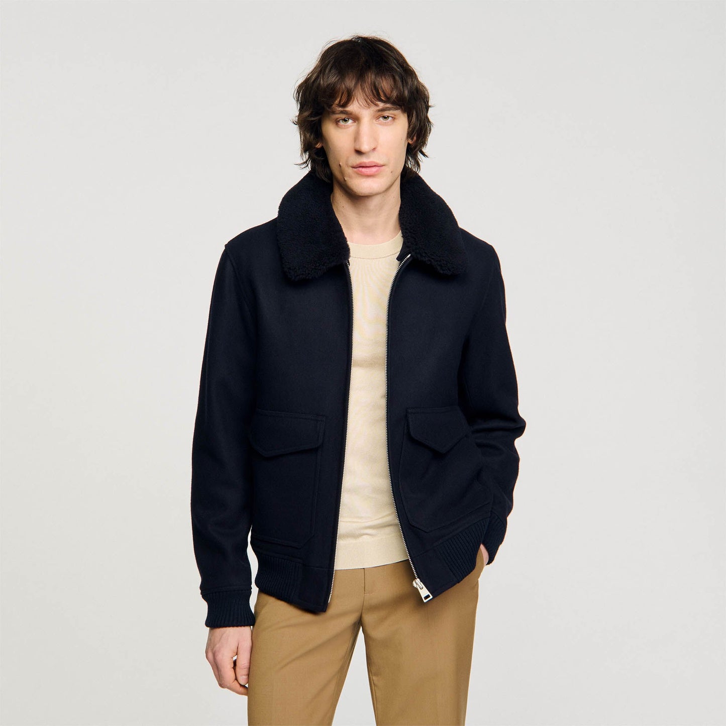 Sandro Zip-up jacket Navy Blue