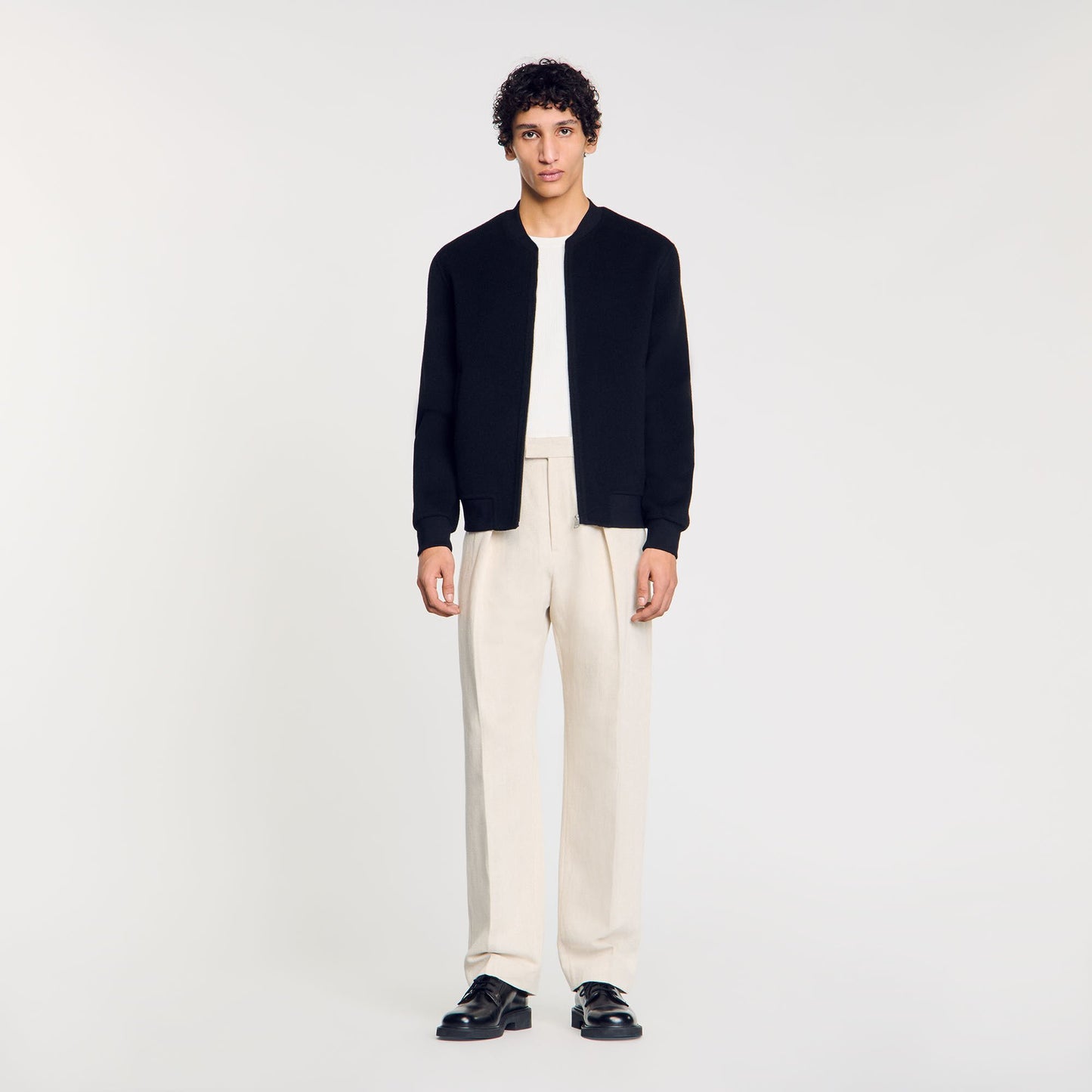 Sandro Double-faced wool jacket Black