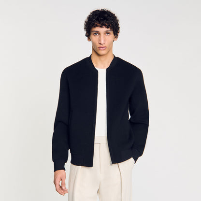 Sandro Double-faced wool jacket Black