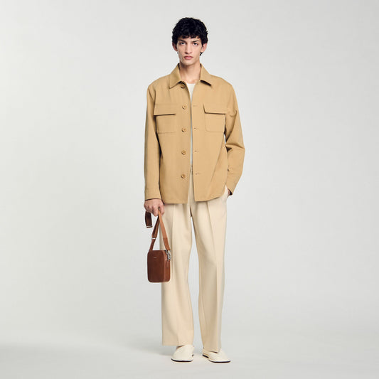 Sandro Oversized shirt with pockets Sand.