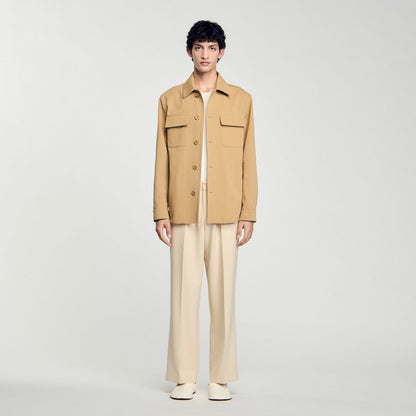 Sandro Oversized shirt with pockets Sand.
