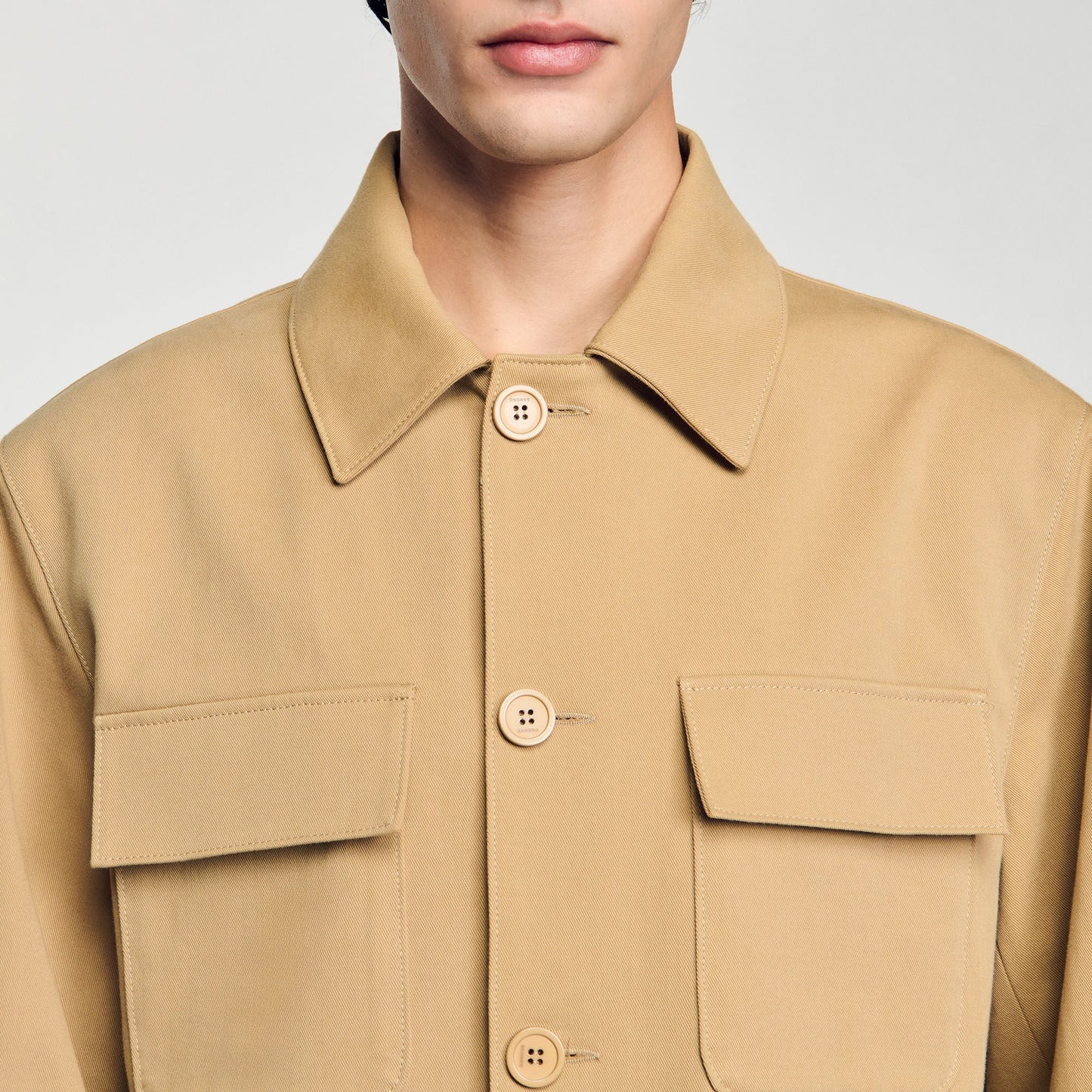 Sandro Oversized shirt with pockets Sand.