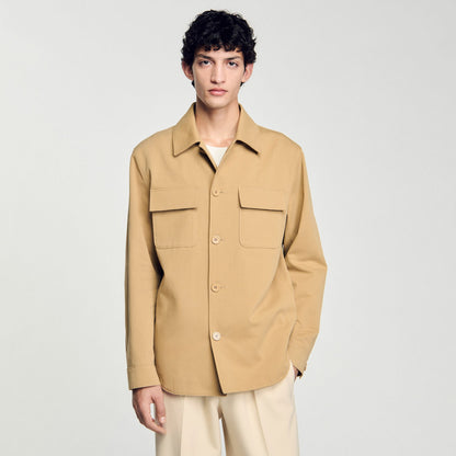 Sandro Oversized shirt with pockets Sand.