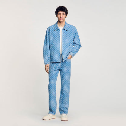 Sandro Square cross denim jacket Blue Vintage - Denim