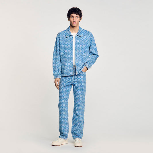 Sandro Square cross denim jacket Blue Vintage - Denim