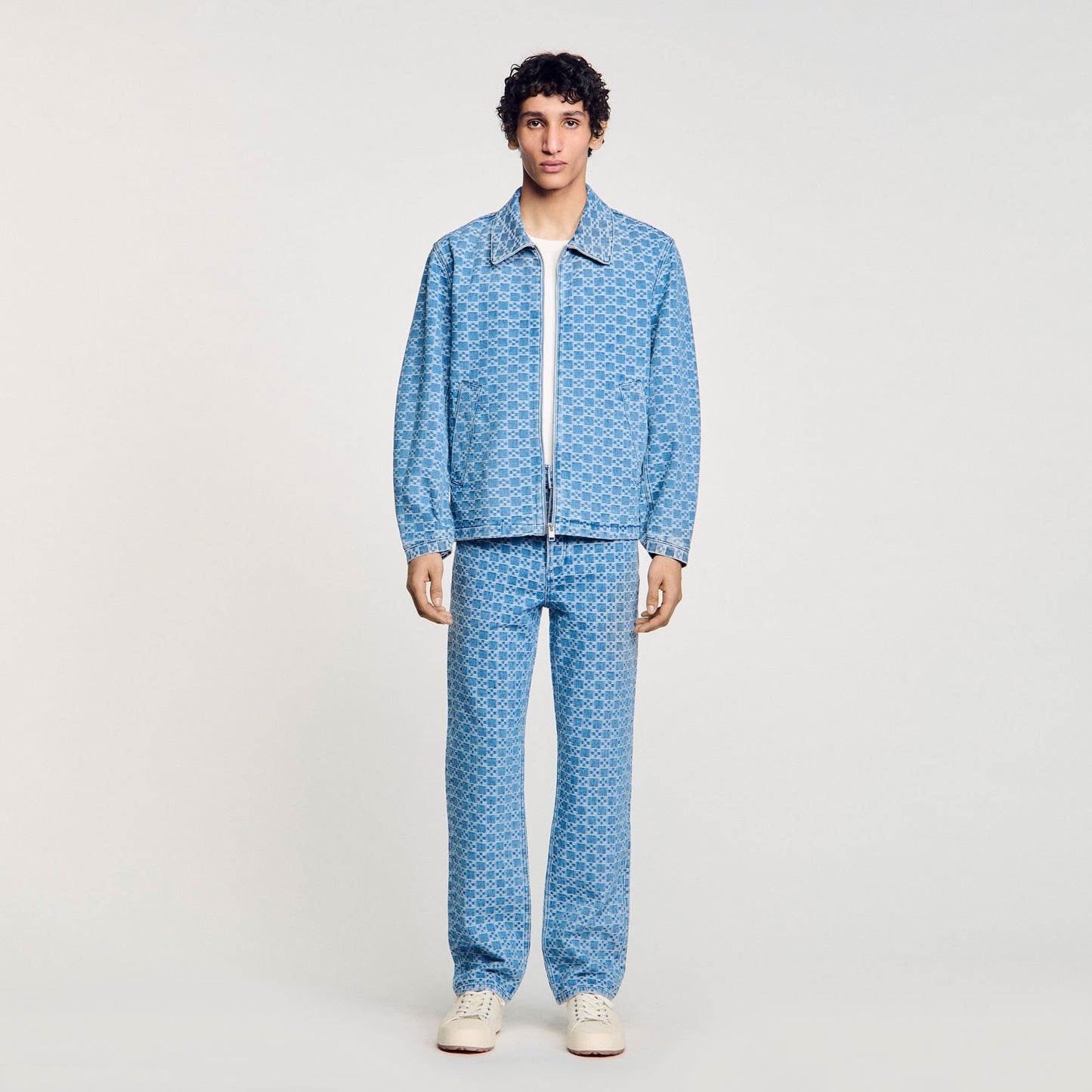 Sandro Square cross denim jacket Blue Vintage - Denim