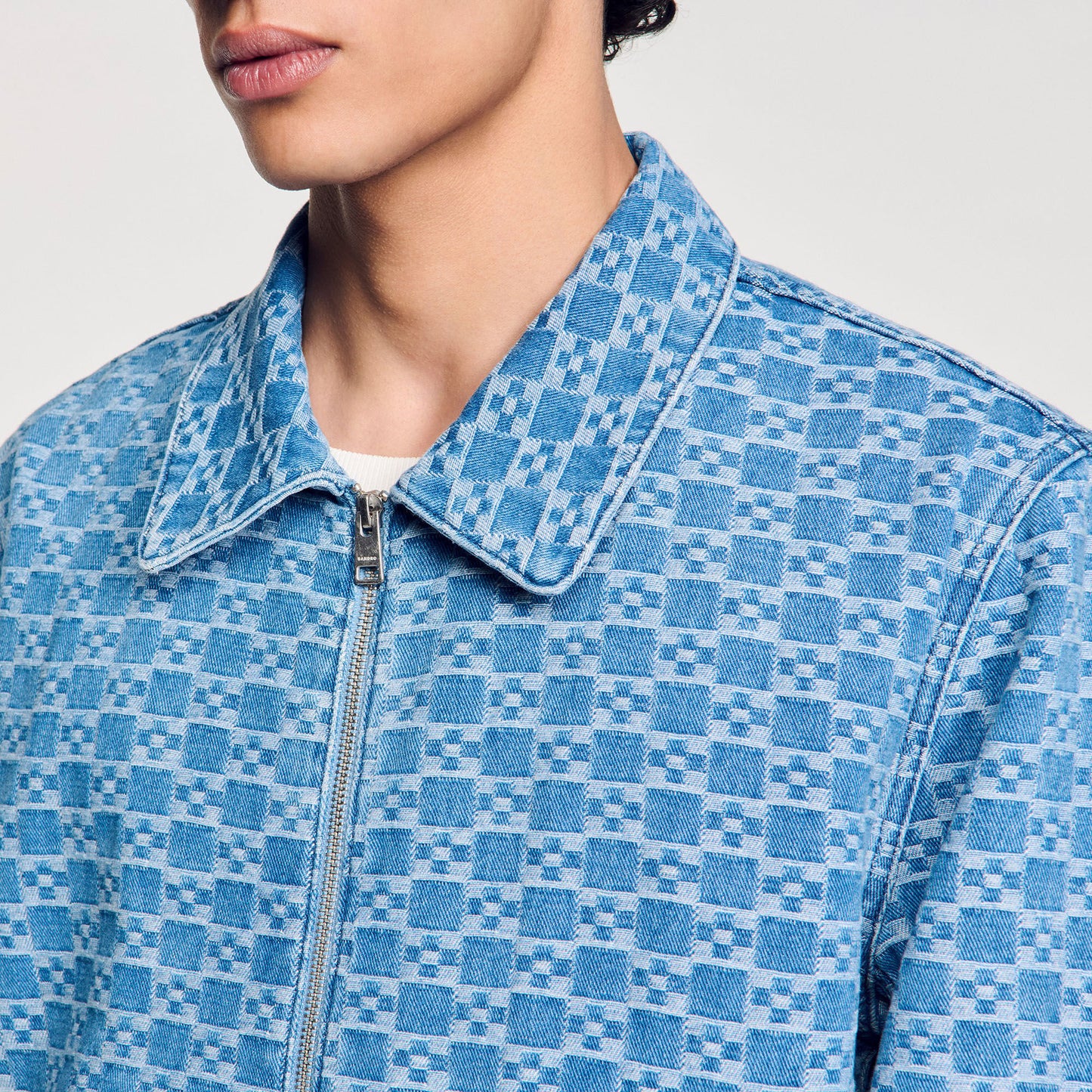Sandro Square cross denim jacket Blue Vintage - Denim
