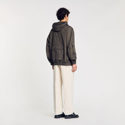Sandro Hooded military parka Dark Kaki.
