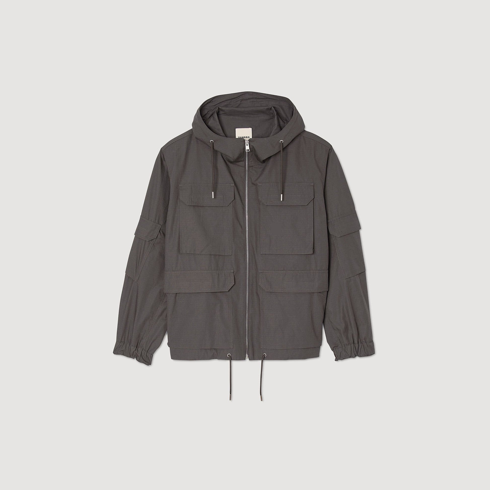 Sandro Hooded military parka Dark Kaki.