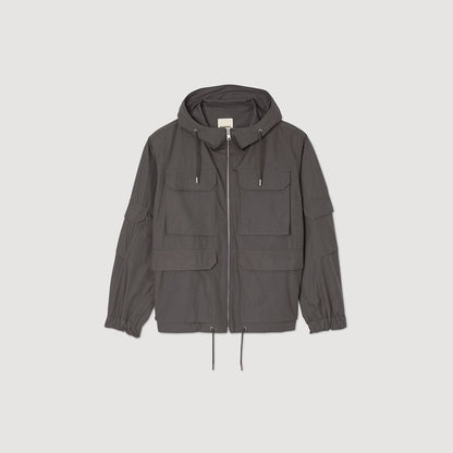 Sandro Hooded military parka Dark Kaki.