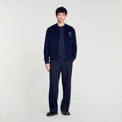 Sandro Double-faced snake-detail jacket Midnight Blue