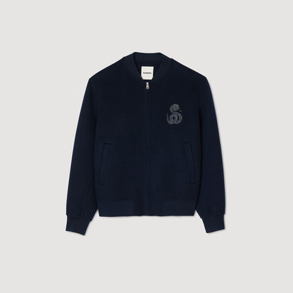 Sandro Double-faced snake-detail jacket Midnight Blue