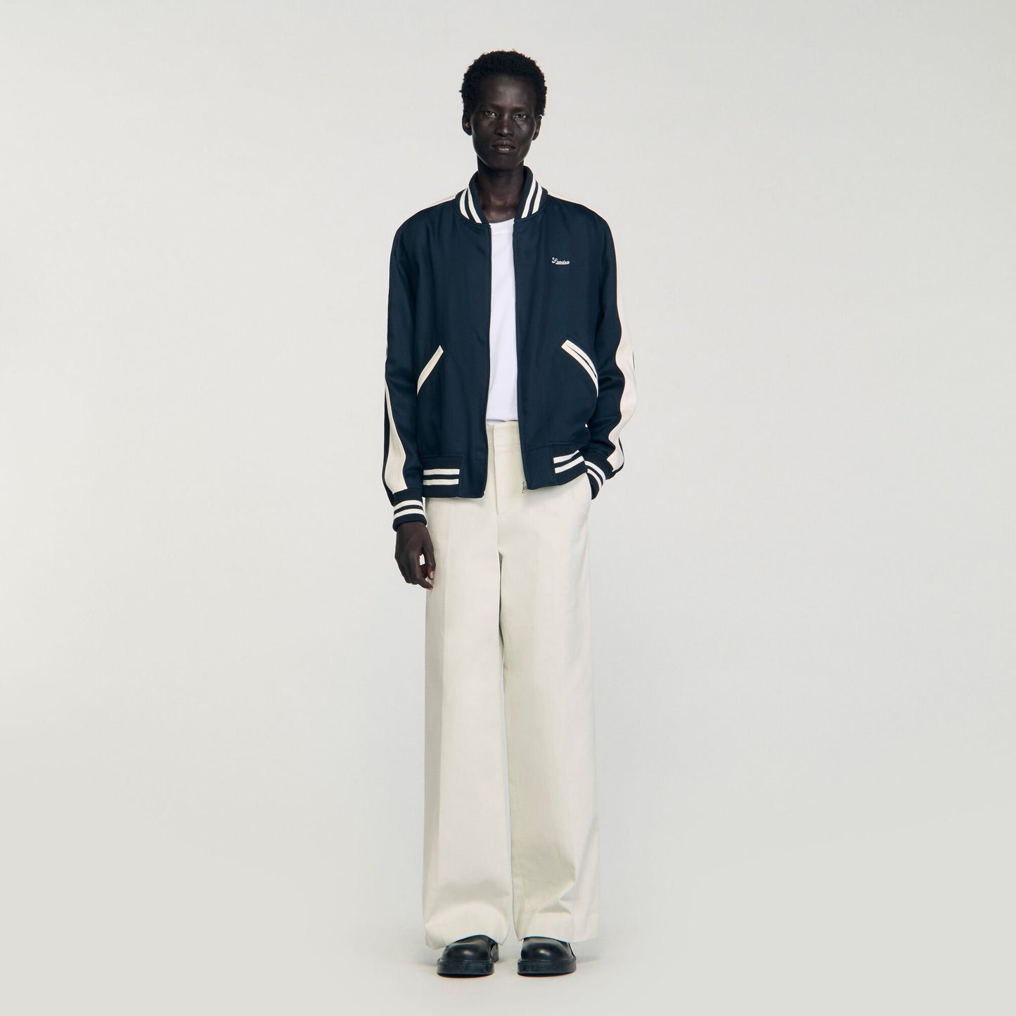 Sandro Zip-up varsity jacket Navy Blue