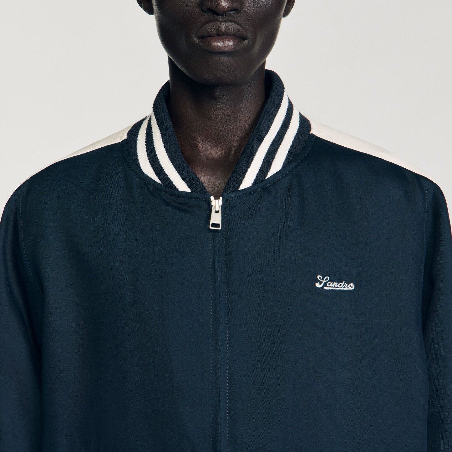 Sandro Zip-up varsity jacket Navy Blue