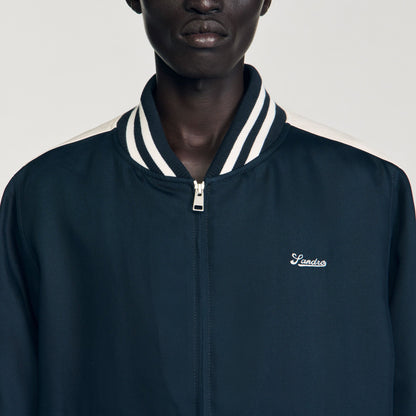 Sandro Zip-up varsity jacket Navy Blue