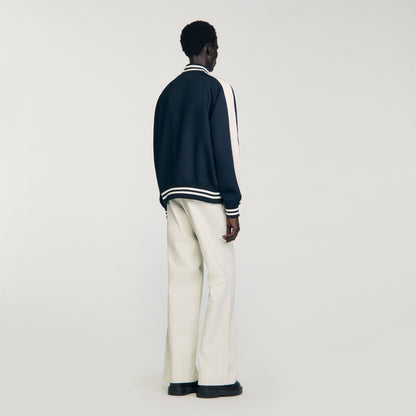 Sandro Zip-up varsity jacket Navy Blue