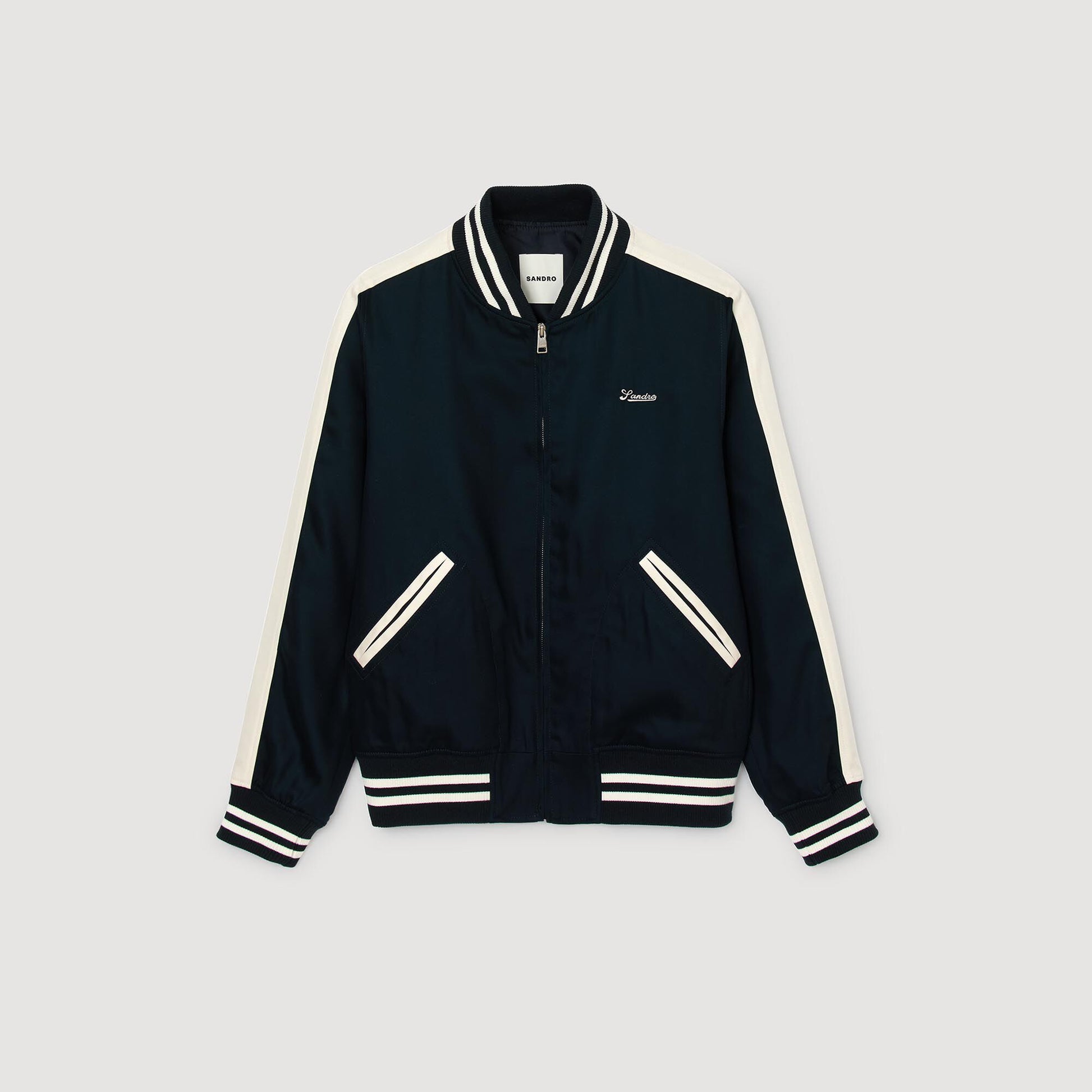 Sandro Zip-up varsity jacket Navy Blue