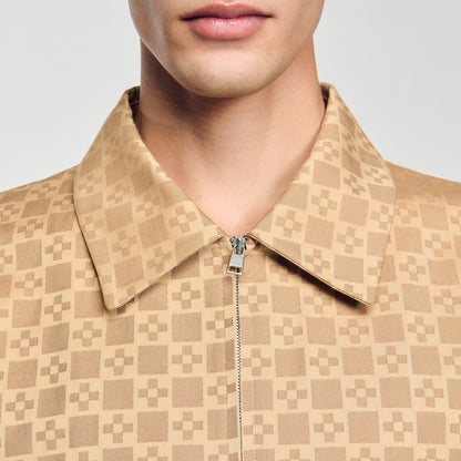 Sandro Square Cross zip-up jacket Sand
