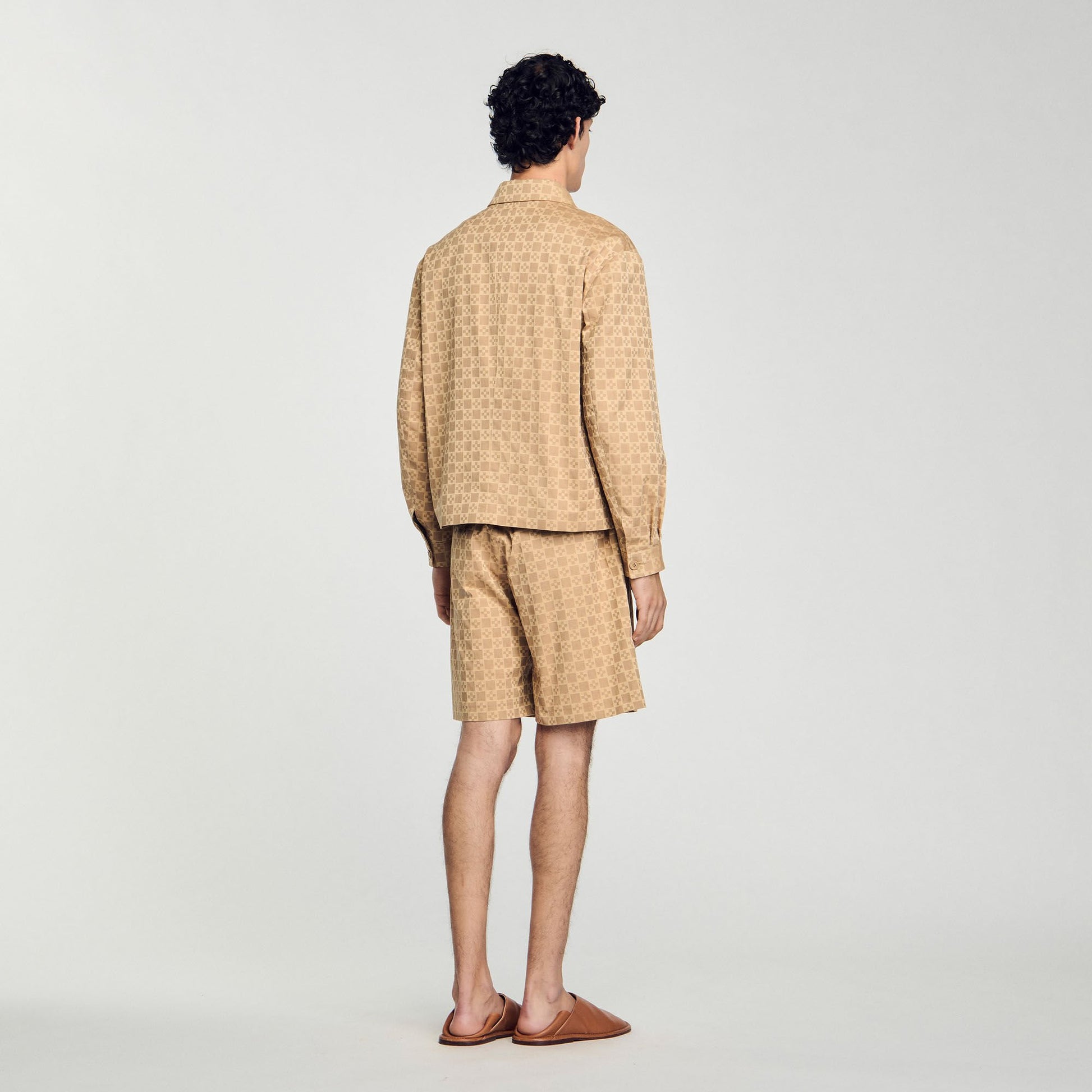Sandro Square Cross zip-up jacket Sand
