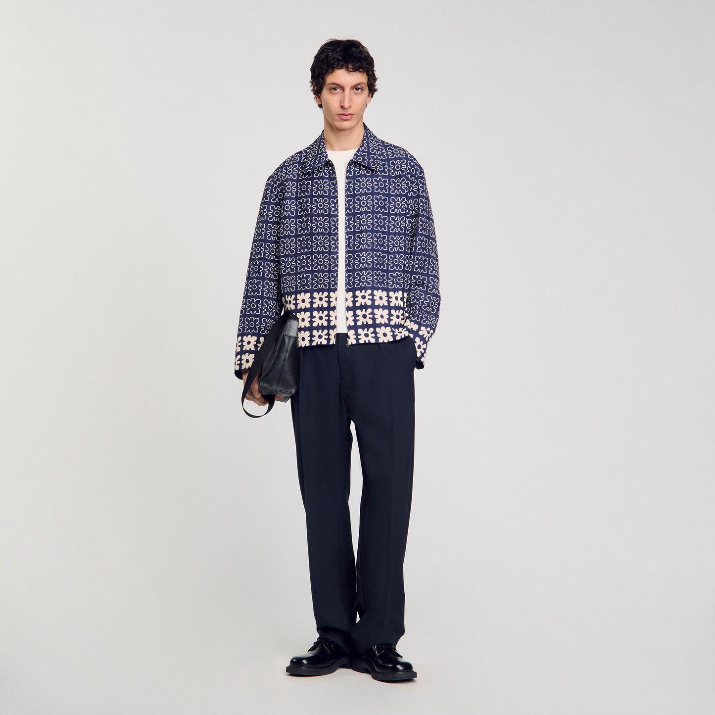 Sandro Jacket with floral motif Midnight Blue