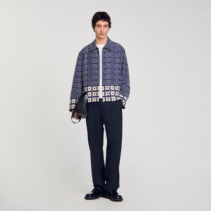 Sandro Jacket with floral motif Midnight Blue