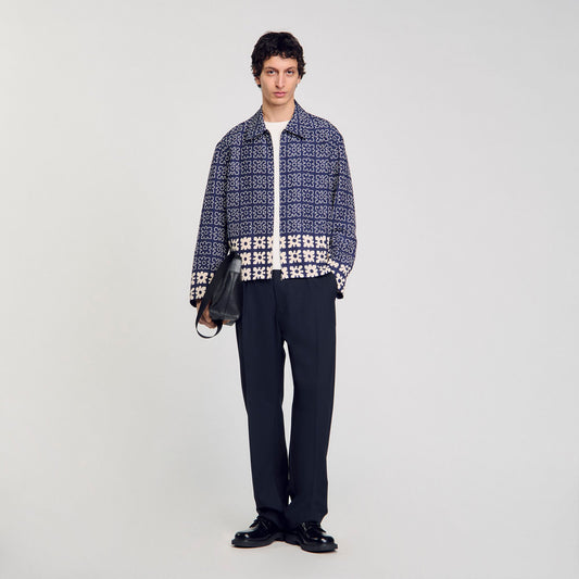 Sandro Jacket with floral motif Midnight Blue