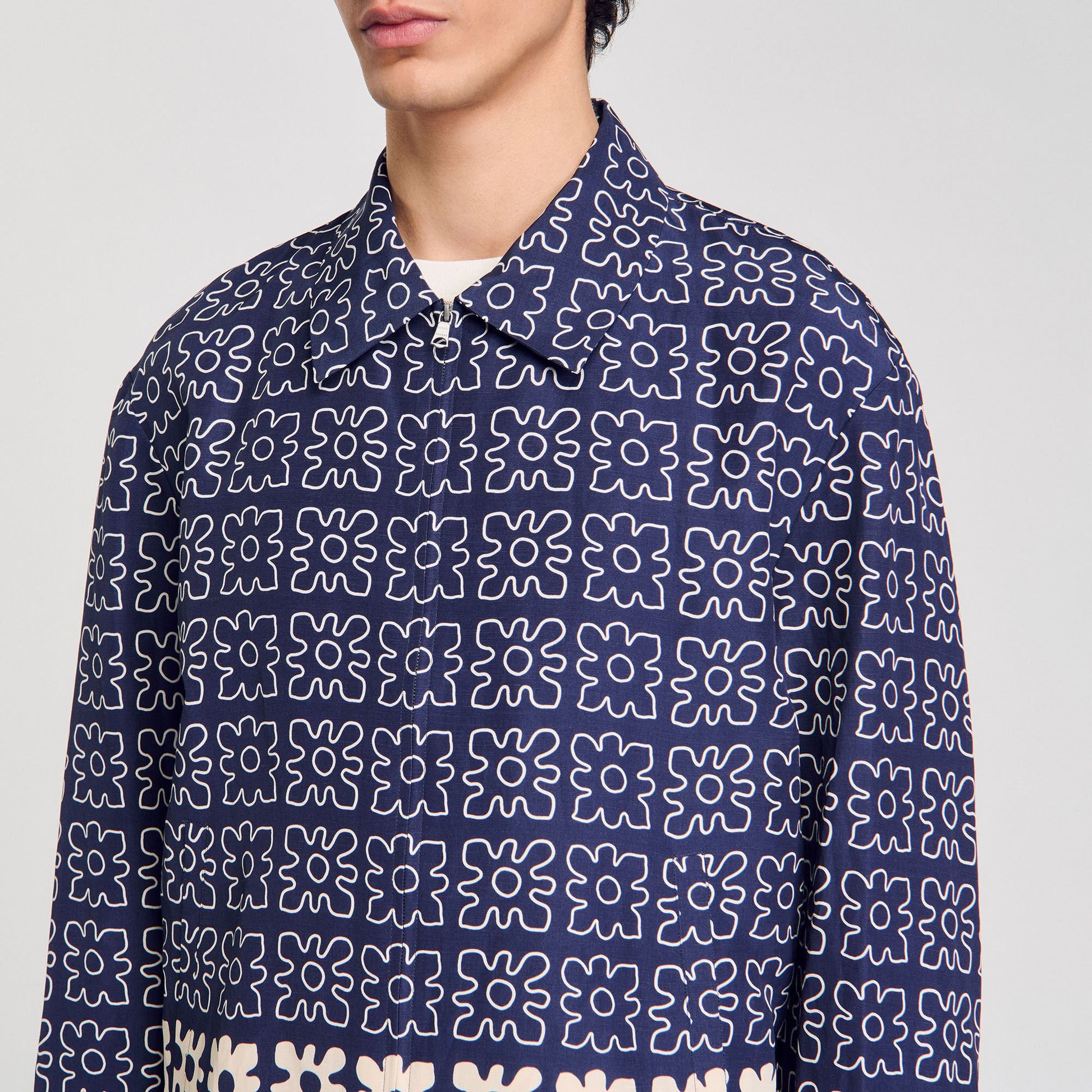 Sandro Jacket with floral motif Midnight Blue