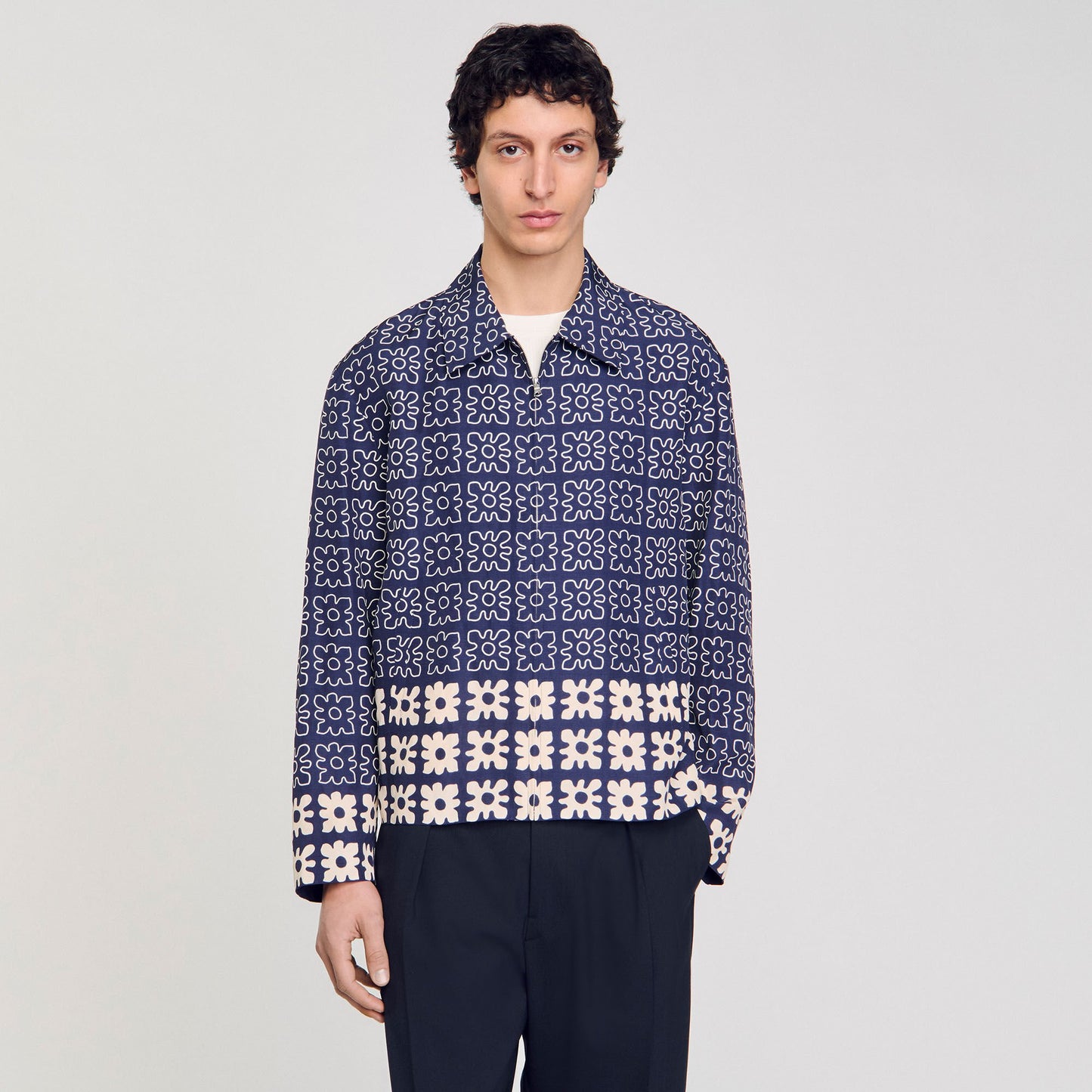 Sandro Jacket with floral motif Midnight Blue