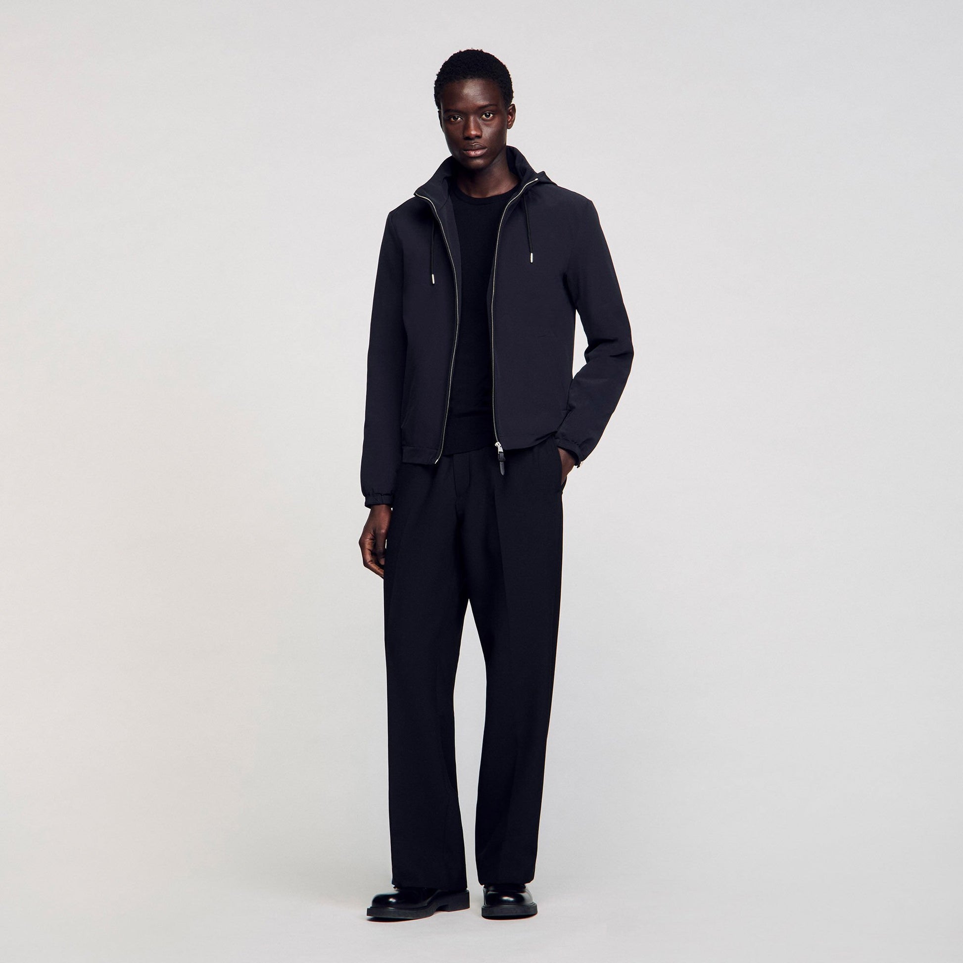 Sandro Zip-up hooded jacket Navy Blue