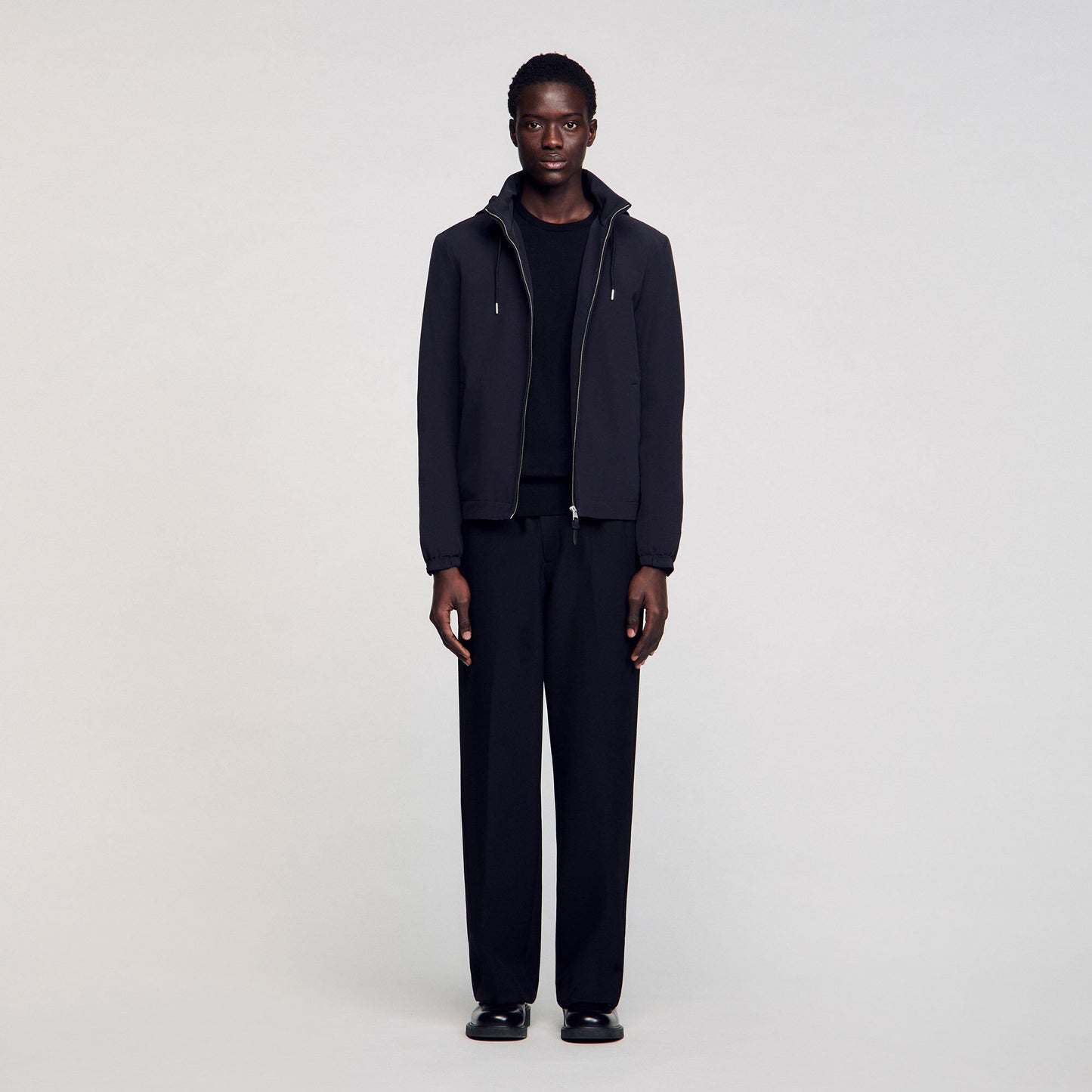 Sandro Zip-up hooded jacket Navy Blue