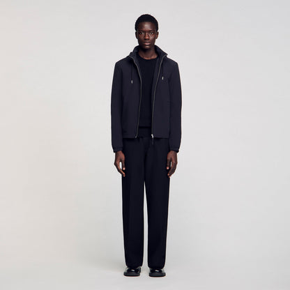 Sandro Zip-up hooded jacket Navy Blue