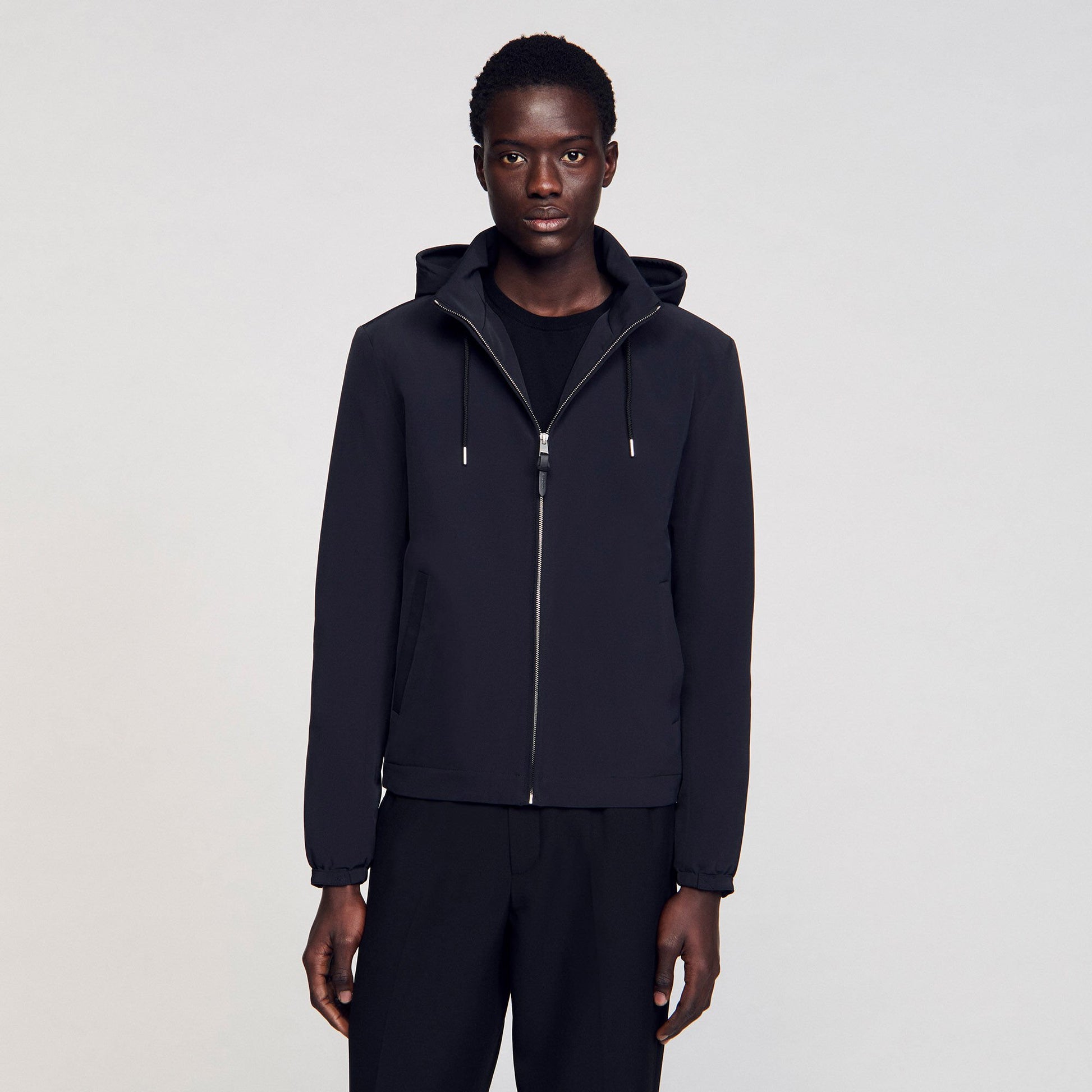 Sandro Zip-up hooded jacket Navy Blue