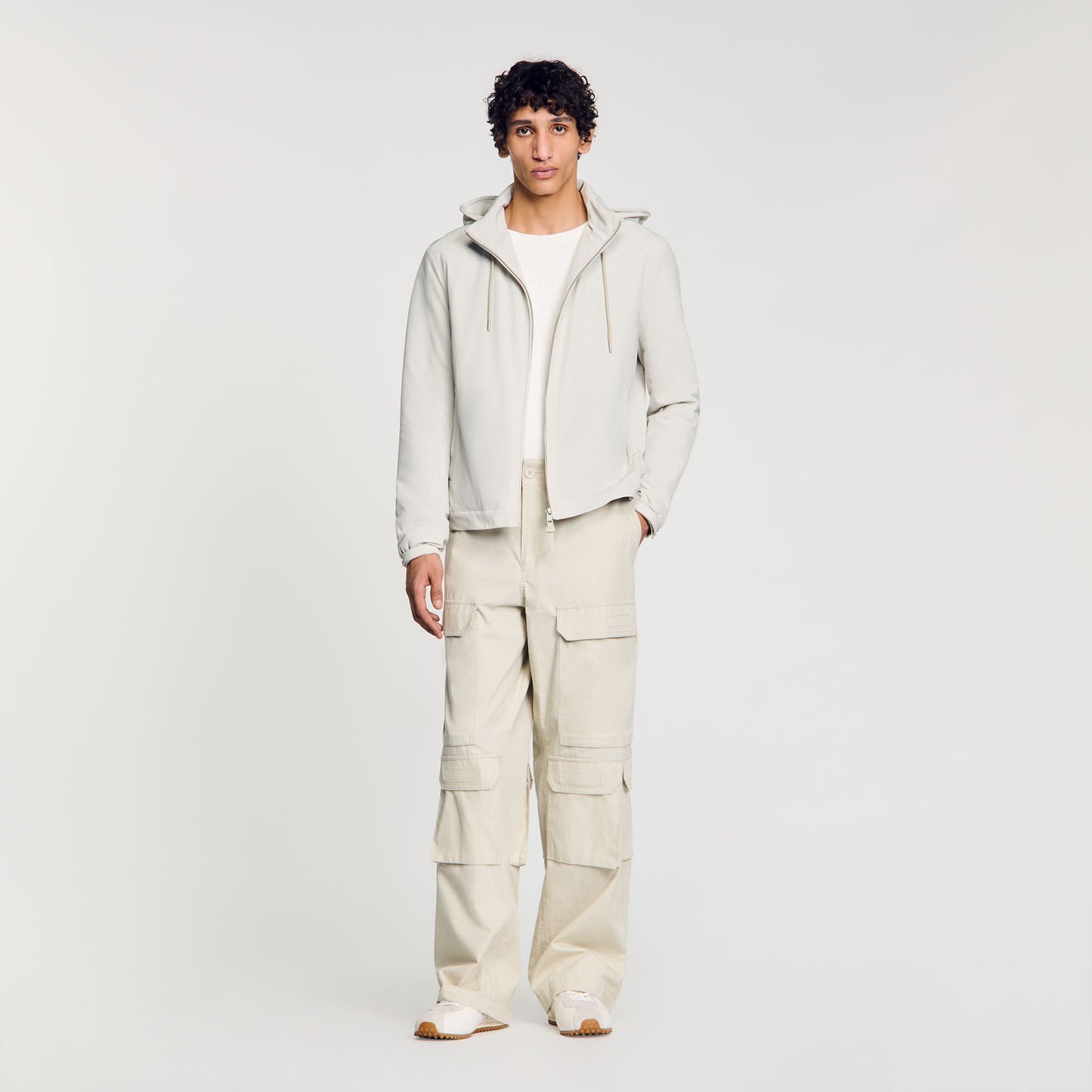 Sandro Zip-up hooded jacket Aluminum