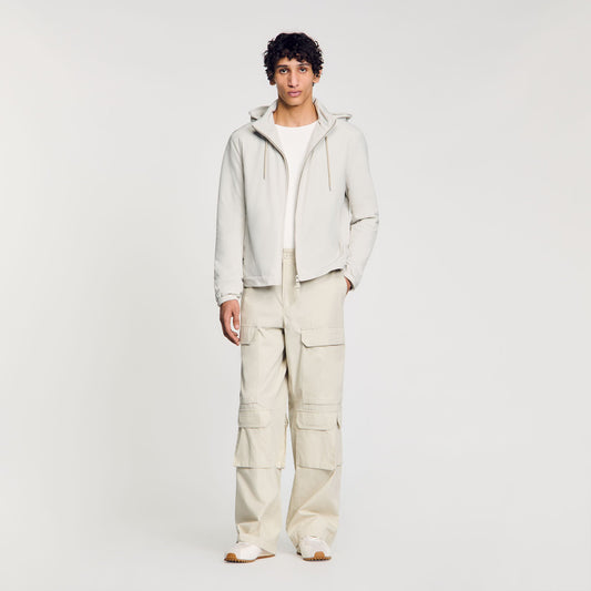 Sandro Zip-up hooded jacket Aluminum