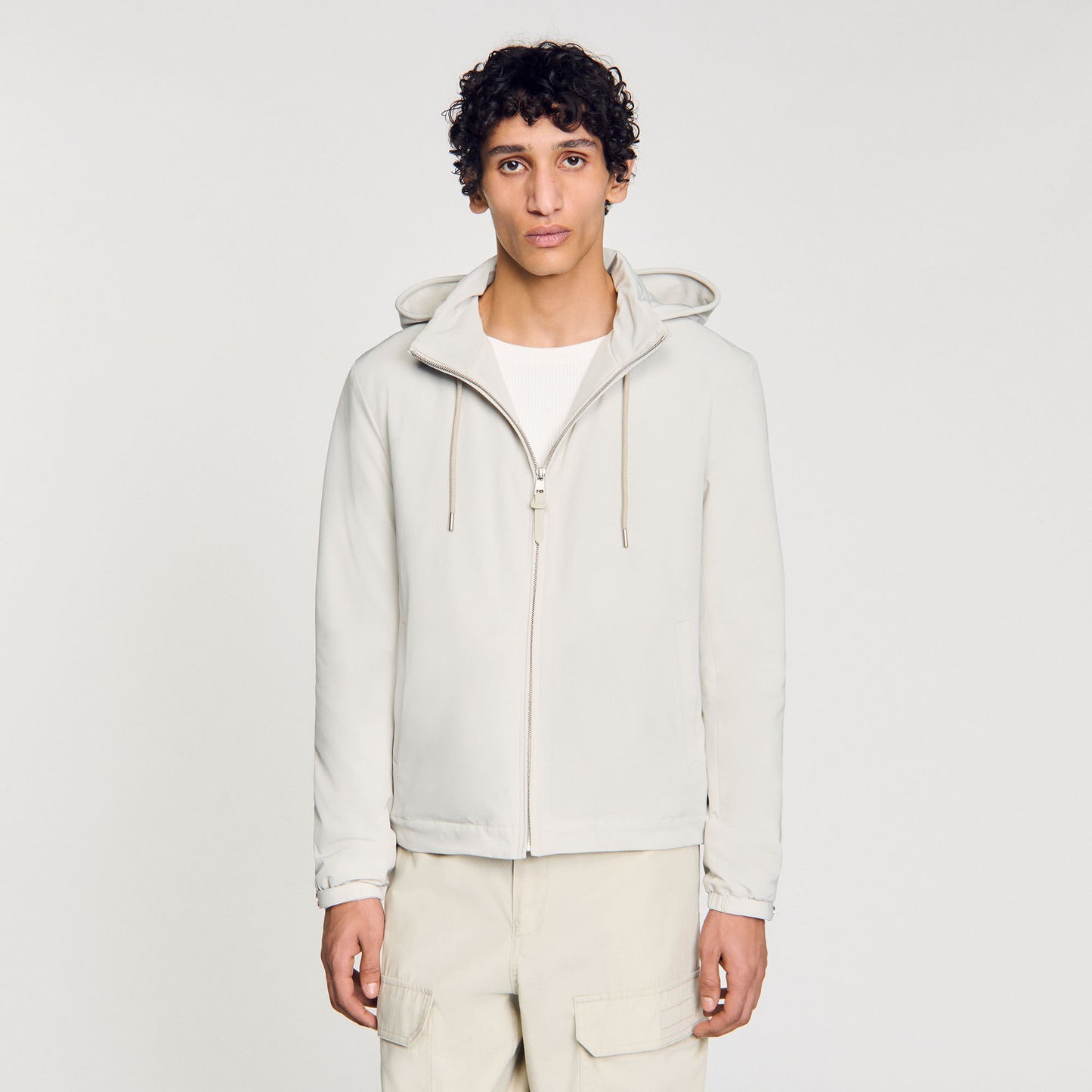 Sandro Zip-up hooded jacket Aluminum