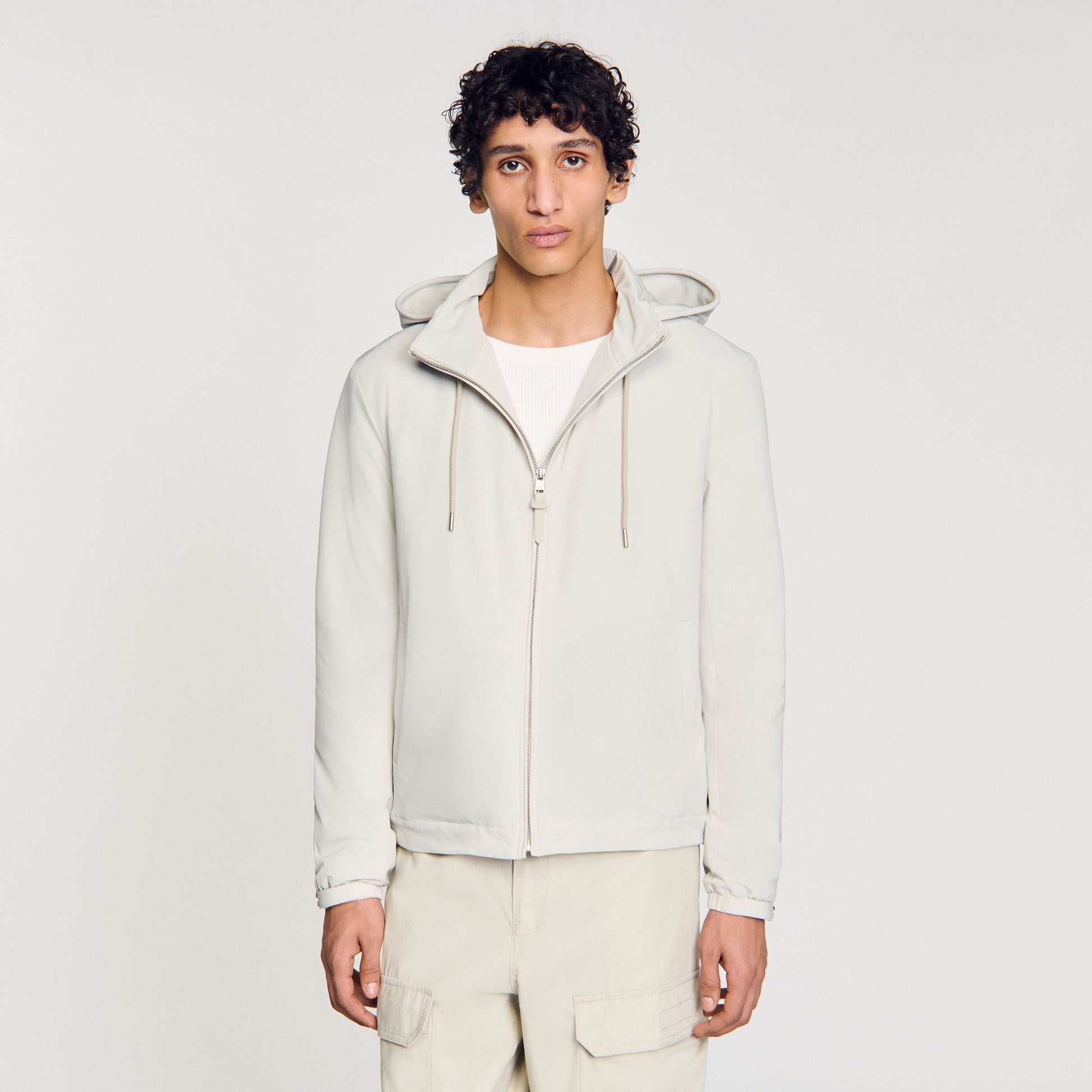 Sandro Zip-up hooded jacket Aluminum
