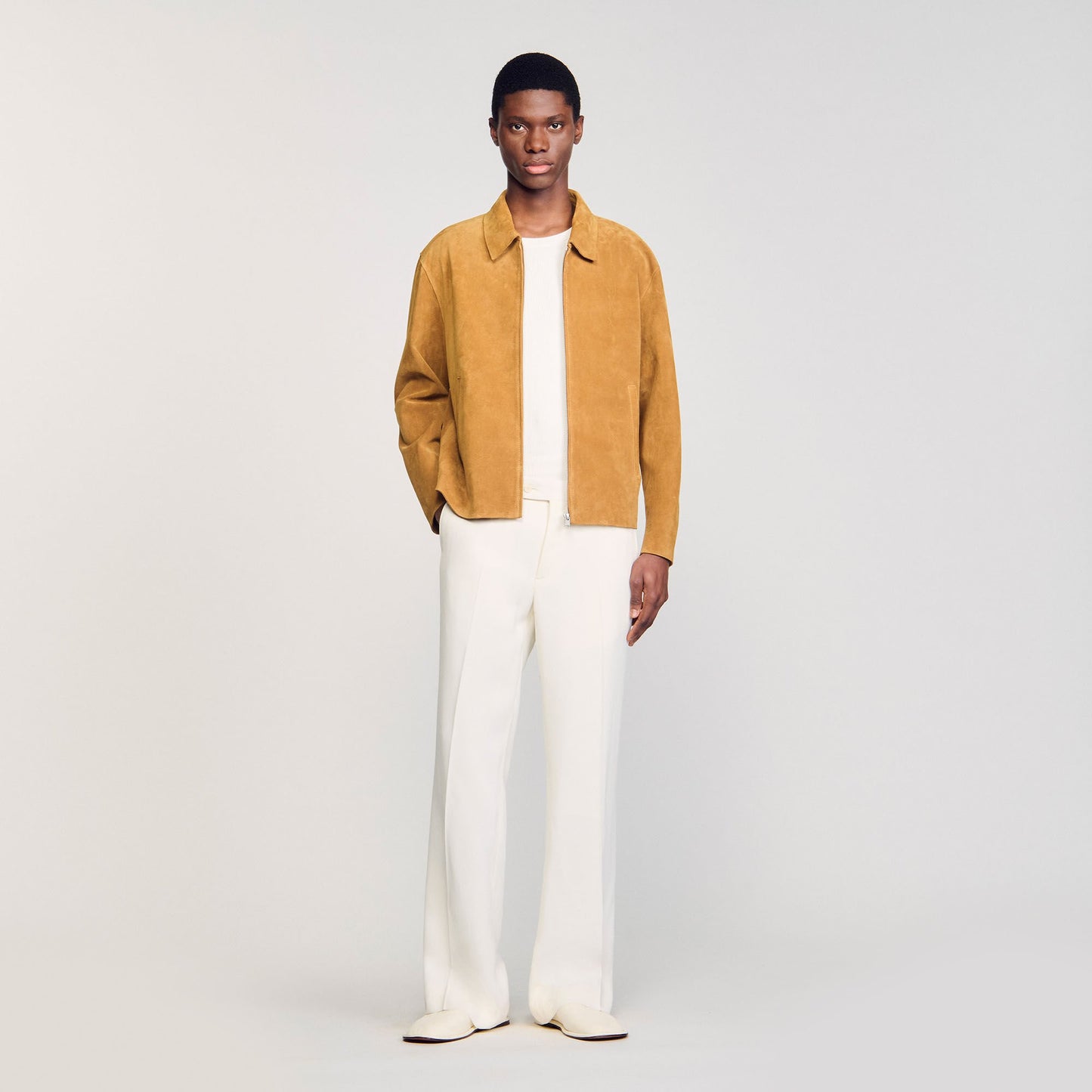 Sandro Split leather jacket Camel