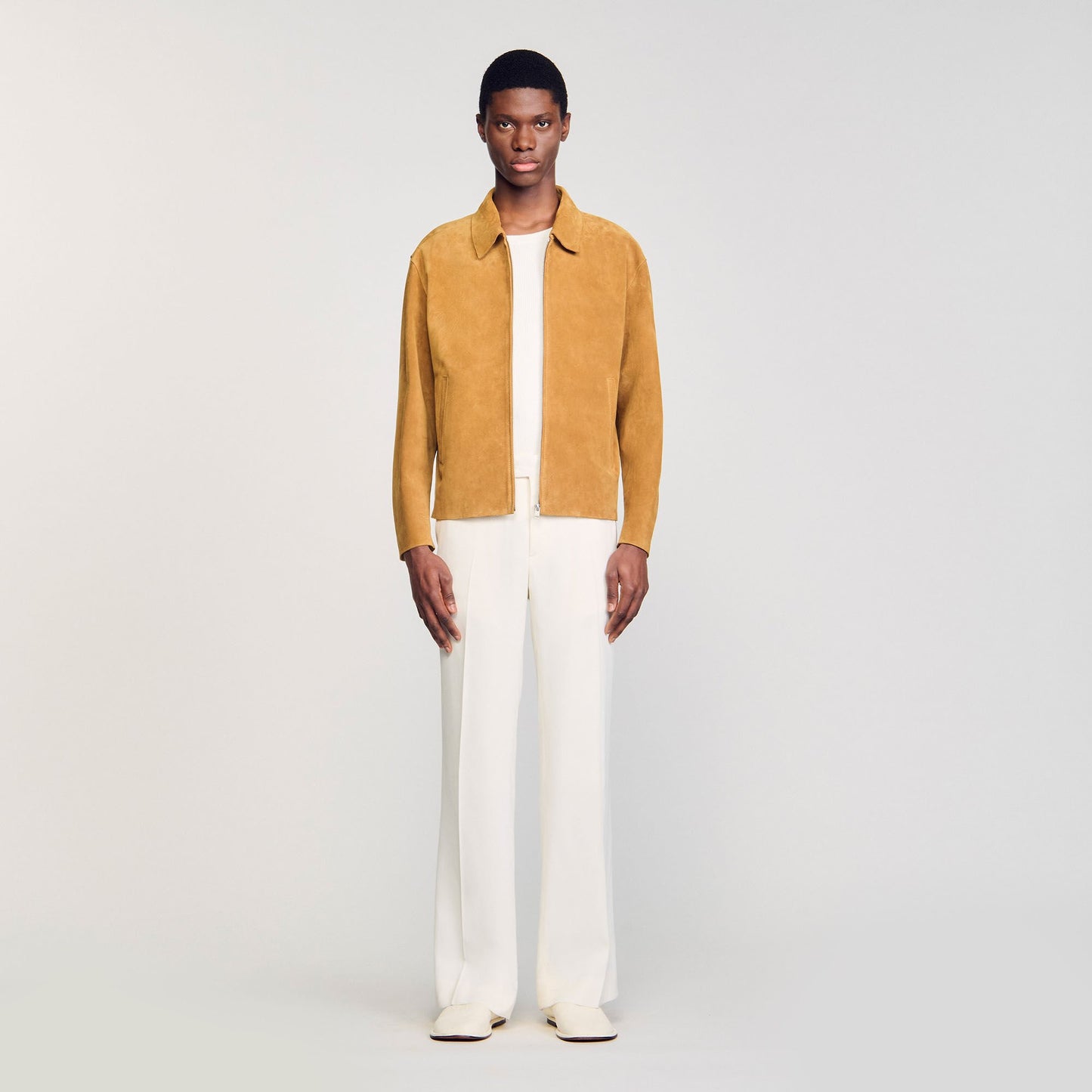 Sandro Split leather jacket Camel