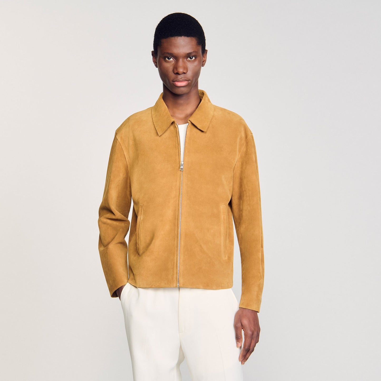 Sandro Split leather jacket Camel