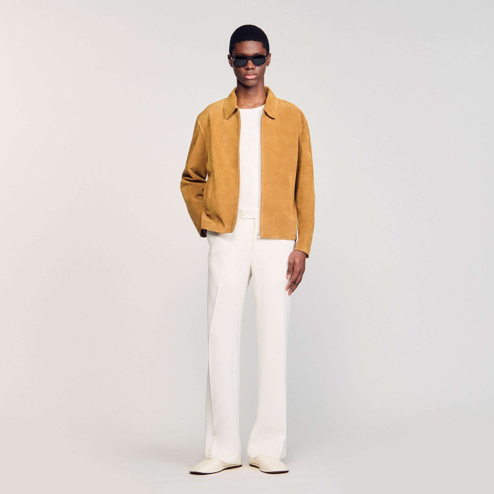 Sandro Split leather jacket Camel
