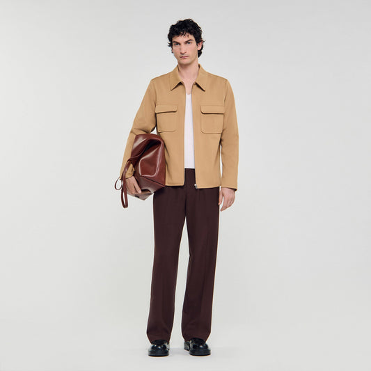 Sandro Zip-up pocket jacket Camel