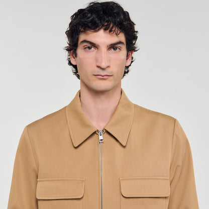 Sandro Zip-up pocket jacket Camel