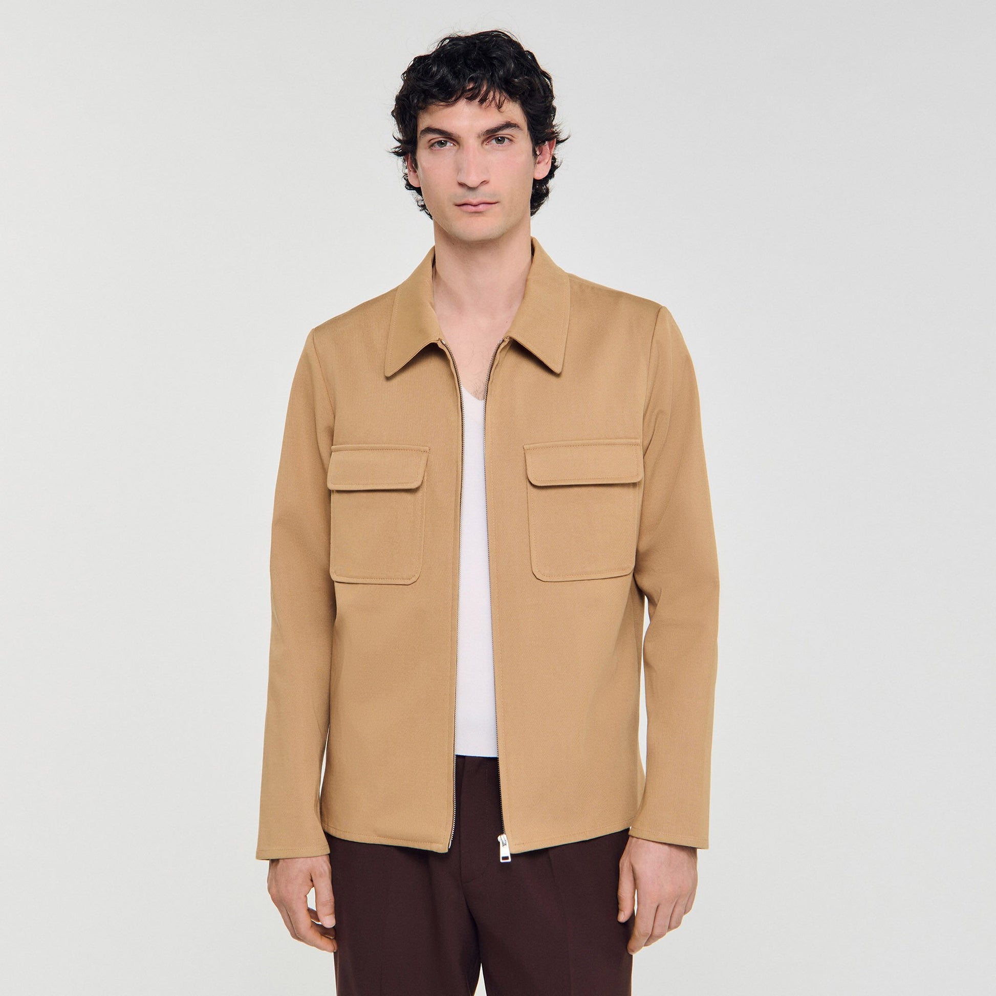 Sandro Zip-up pocket jacket Camel