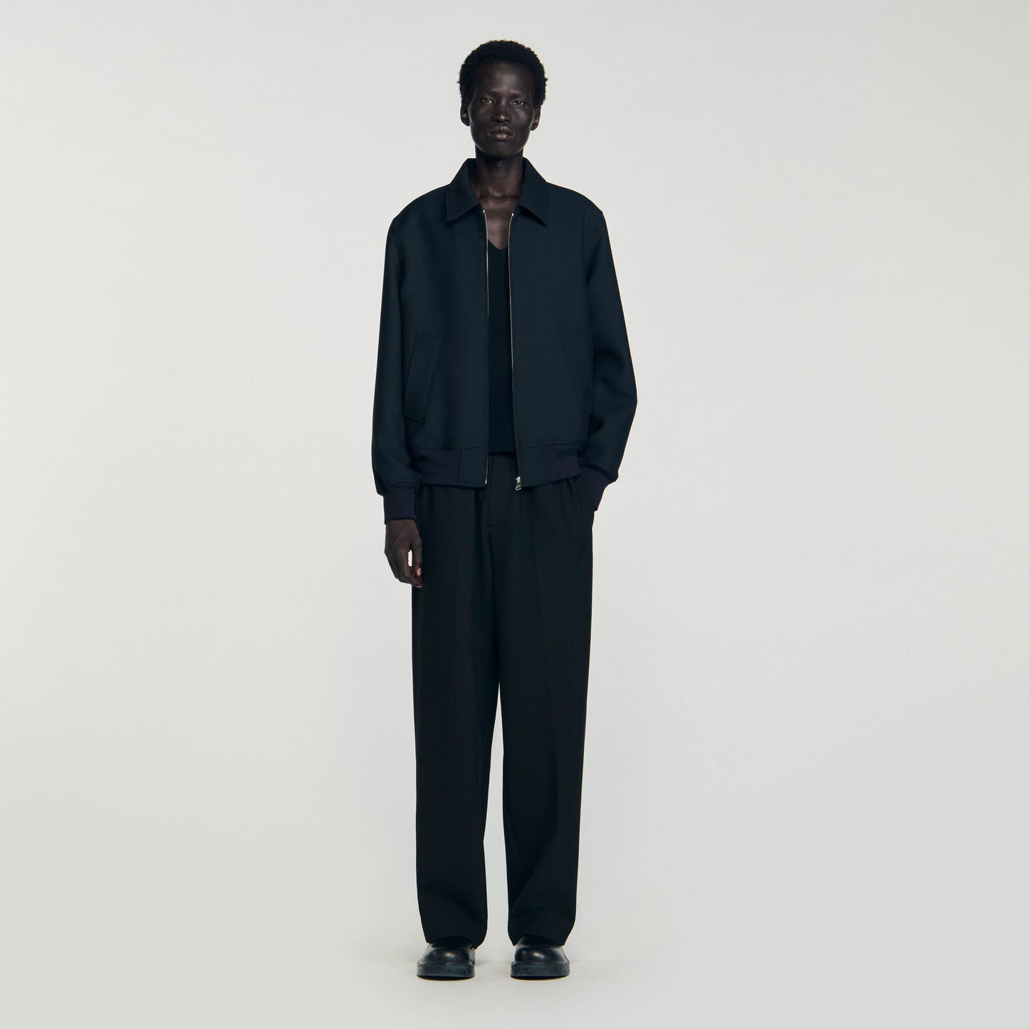 Sandro Casual zip-up jacket Navy Blue